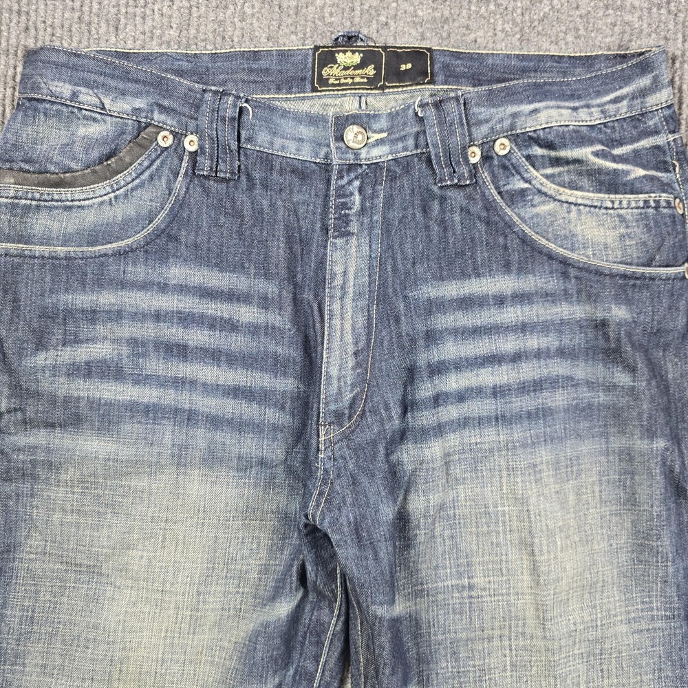 Akademiks Jeans Mens 38x34 Blue Relaxed Straight Embroidered Hip Hop Denim 36x34